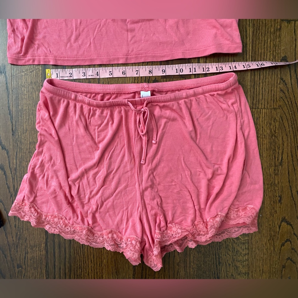 Set of 2 Women's Lace-Trim Cami & Short Sleep Set (M)- Navy &Coral (4pcs total) - Picture 10 of 15